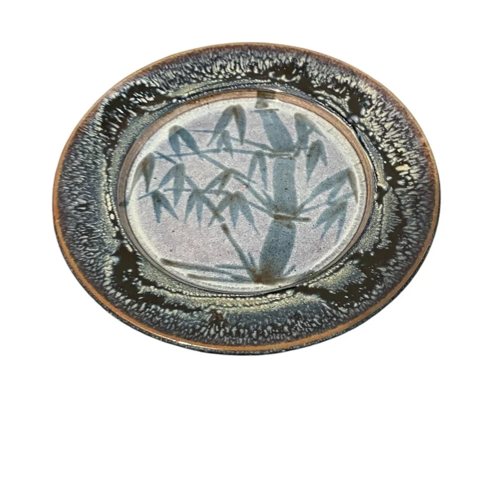 Vintage Midcentury‎ Studio Pottery Plate with Pine Tree Design, Wall Decor